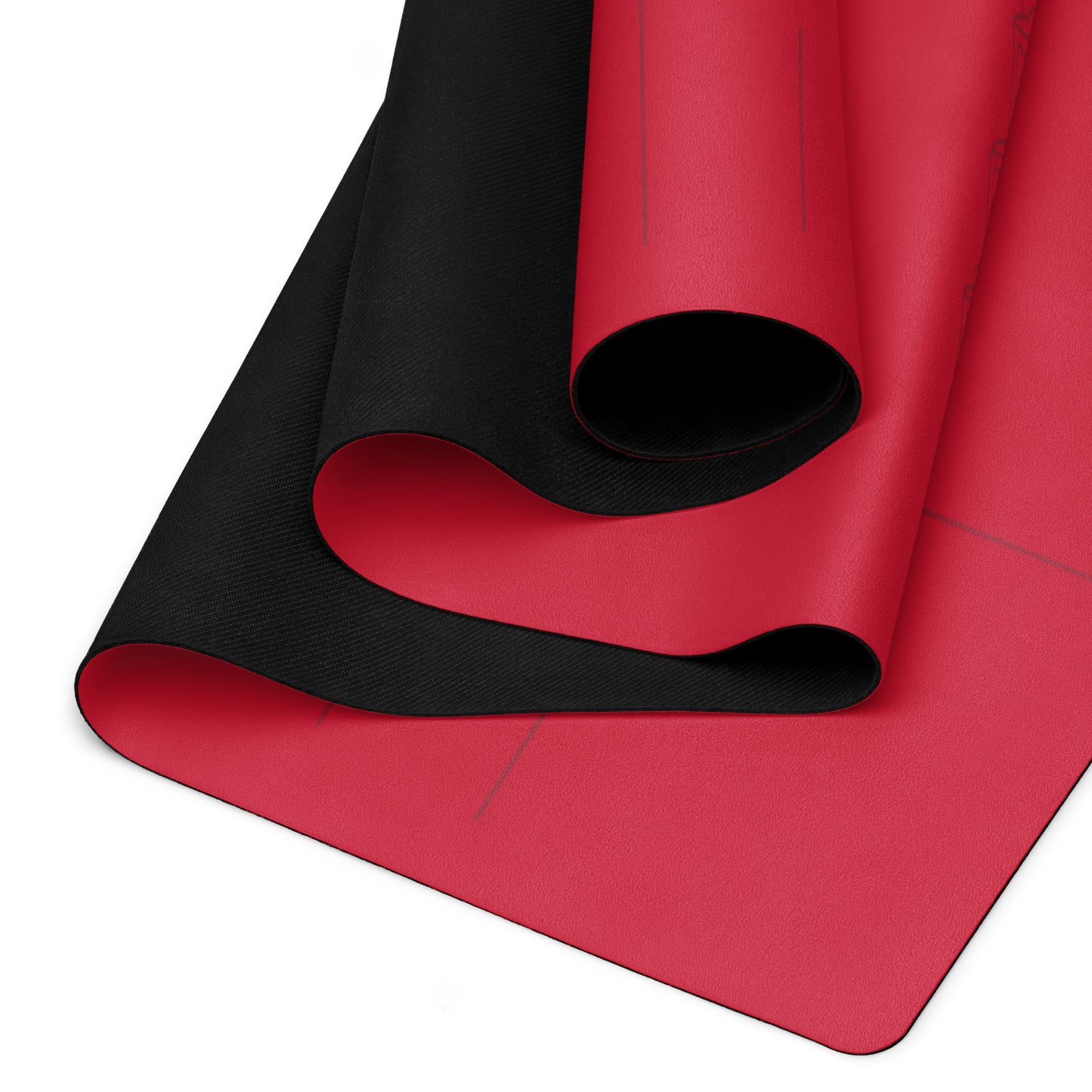 Detail of red suede yoga mat